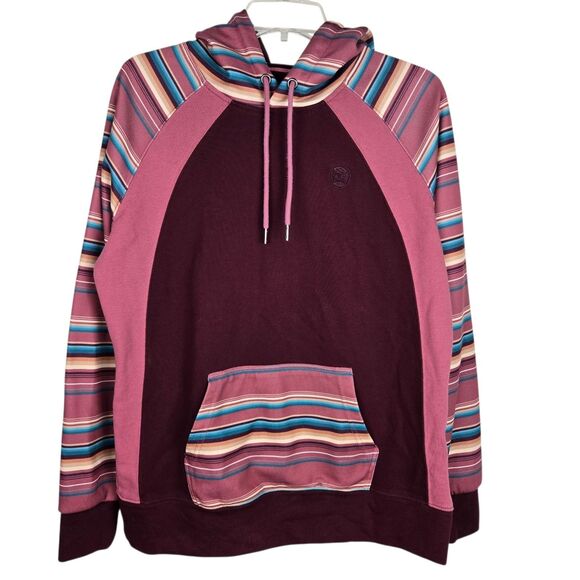 Hooey Savannah Hoodie Maroon Serape Sz M Striped Hoodie Cowgirl Western - Picture 1 of 7